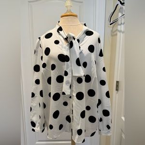 Eloquii New With Tags White Blouse with Black Polka Dots! Size 18